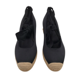 ESPADRILLE RIBBON ANKLE DESIGNER SHOES BLACK TAN 5.5