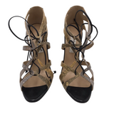 HENRI LEPORE DEZERT RET$1495 HEEL LACE UP DESIGNER SHOES GREEN YELLOW 8.5