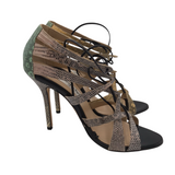 HENRI LEPORE DEZERT RET$1495 HEEL LACE UP DESIGNER SHOES GREEN YELLOW 8.5