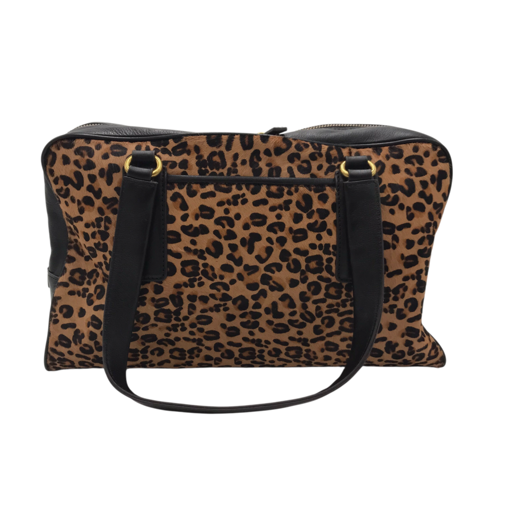 FOSSIL COWHIDE TOTE HANDBAG BROWN BLACK