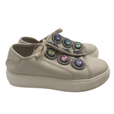 KURT GEIGER LACE UP SNEAKERS SHOES CREAM PINK 9M