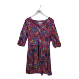 TANYA TAYLOR SILK SHORT SLEEVE DESIGNER DRESS PURPLE BLUE 8