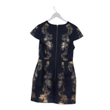 TED BAKER CAP SLEEVE DESIGNER DRESS NAVY GOL 8/10