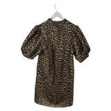 THML NWT$84 ANIMAL PRINT PUFF SLEEVE DRESS TAN BLACK SMALL