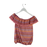 CROCHET FLUTTER SLEEVE TOP CREAM ORANGE XSMALL