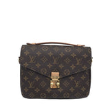 LOUIS VUITTON POCHETTE METIS w/ LEATHER STRAP LUXE HANDBAG BROWN