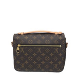 LOUIS VUITTON POCHETTE METIS w/ LEATHER STRAP LUXE HANDBAG BROWN