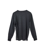 PSYCHO BUNNY HENLEY LONG SLEEVE MEN SHIRT GRAY LARGE