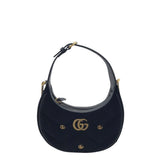 GUCCI GG MARMONT HALF-MOON SHAPED MINI LUXE HANDBAG BLACK
