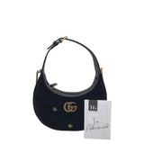GUCCI GG MARMONT HALF-MOON SHAPED MINI LUXE HANDBAG BLACK