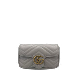 GUCCI GG MARMONT MINI SHOULDER CHEVRON LEATHER LUXE HANDBAG TAUPE 7”x4.5”x2”