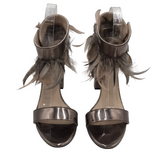 ANKLE FEATHERS SANDAL DESIGNER SHOES BRONZE 10