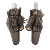 ANKLE FEATHERS SANDAL DESIGNER SHOES BRONZE 10