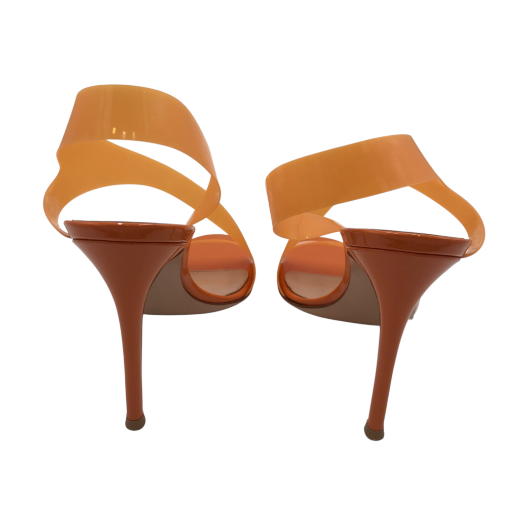 GIANVITO ROSSI RET$795 VINYL SANDAL DESIGNER SHOES ORANGE 8