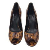 GUCCI TORTOISESHELL PATENT WEDGES LUXE SHOES BROWN 6