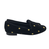 JON JOSEF VELVET STARS FLATS SHOES BLACK GOLD 6.5