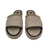 QUILTED SLIDE SANDAL SHOES TAN 9