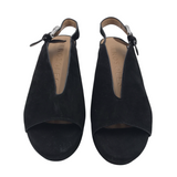 AEROSOLES PEEP TOE SUEDE SHOES BLACK 8.5M