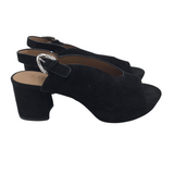 AEROSOLES PEEP TOE SUEDE SHOES BLACK 8.5M