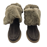 FAUX FUR BOOTIE BOOTS BROWN TAN 8.5