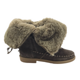 FAUX FUR BOOTIE BOOTS BROWN TAN 8.5