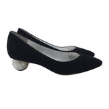 KATE SPADE PEARL HEEL PUMP SHOES BLACK SILVER 7B