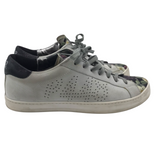 P448 SNEAKER FLORAL TRIM SHOES WHITE BLACK 7