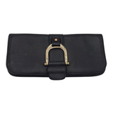 GUCCI LEATHER CLUTCH PEBBLED "GREENWICH" LUXE HANDBAG BLACK