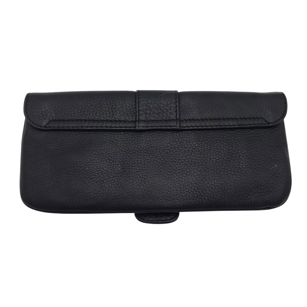 GUCCI LEATHER CLUTCH PEBBLED "GREENWICH" LUXE HANDBAG BLACK