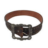 DOUBLE J SADDLERY WESTERN BELT TOOLED WOMEN'S ACCESSORIES BROWN SILVER 42