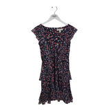 MICHAEL MICHAEL KORS FLORAL RUFFLE SLEEVE DRESS BLACK CORAL P