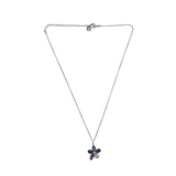 SWAROVSKI FLORAL PENDANT NECKLACE SILVER BLUE