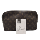 LOUIS VUITTON TROUSSE TOILETTE 28 POUCH LUXE HANDBAG BROWN