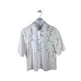 CHICO'S NWT$69 SHEER FLORAL SHORT SLEEVE BLOUSE WHITE 0