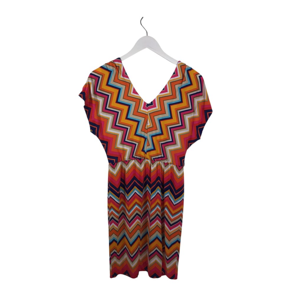 TRINA TURK CHEVRON CAP SLEEVE DESIGNER DRESS MULTI 0