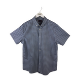 UNTUCKIT CHECK SHORT SLEEVE MEN SHIRT BLUE WHITE XL