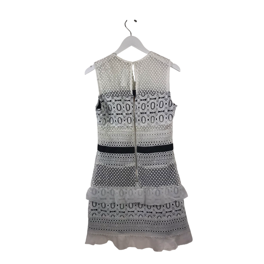 CHELSEA & VIOLET LACE SLEEVELESS DRESS WHITE BLACK MEDIUM