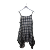 KRISTA LARSON PLAID SLEEVELESS DESIGNER DRESS WHITE GREY L/XL