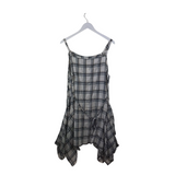 KRISTA LARSON PLAID SLEEVELESS DESIGNER DRESS WHITE GREY L/XL