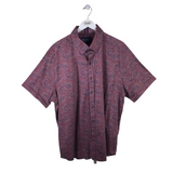 ROBERT GRAHAM PRINT SHORT SLEEVE MEN SHIRT MAROON NAVY 4XL