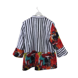 ALI MILES STRIPE 3/4 SLEEVE BLOUSE WHITE MULTI LARGE