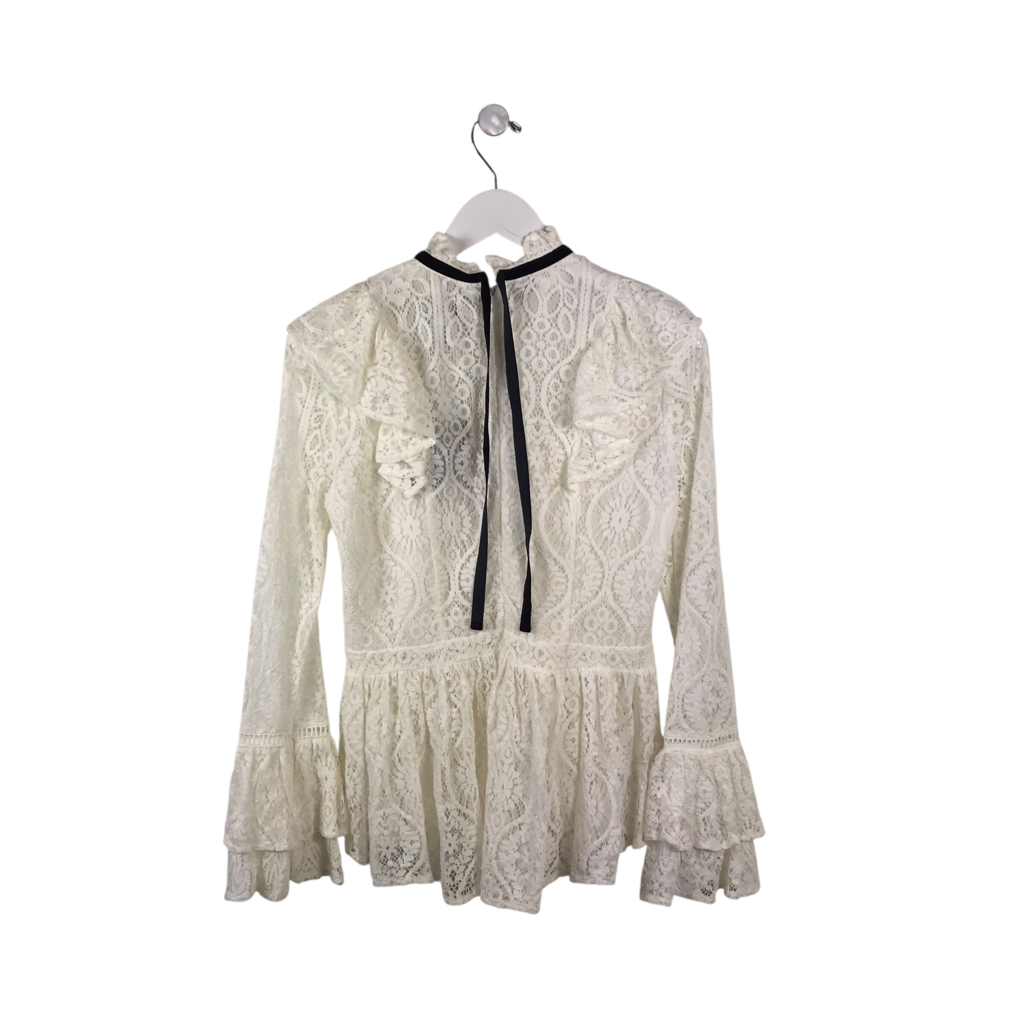 AMARYLLIS NWT LACE LONG SLEEVE TOP WHITE S/M