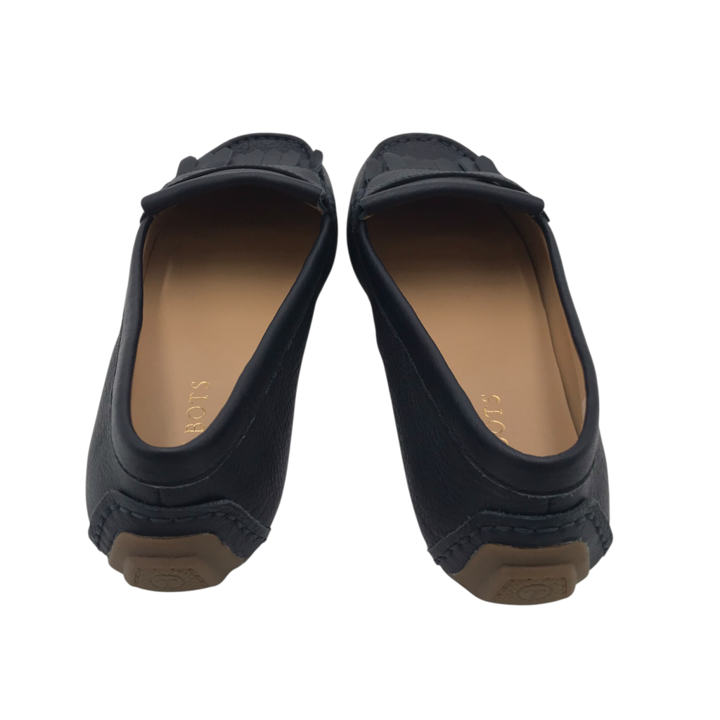 TALBOTS LEATHER FRINGE LOAFER SHOES NAVY 8M
