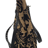 RAVIANI LARGE EMBELLISHED TOTE HANDBAG BLACK TAN