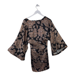 GIANNI BINI RET$189 SATIN PRINT CUT OUT LONG SLEEVE DRESS BLACK CREAM 6