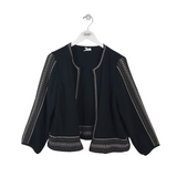 PURE JILL GAUZE EMBROIDERED LONG SLEEVE CARDIGAN BLACK BEIGE MEDIUM