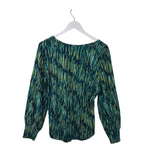 CHICO'S NWT$69 PRINT LONG SLEEVE TOP TEAL YELLOW 2