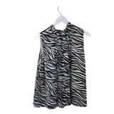 WHITE HOUSE BLACK MARKET ZEBRA SLEEVELESS TOP WHITE BLACK LARGE