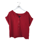 TALBOTS GAUZE CAP SLEEVE BLOUSE RED LP