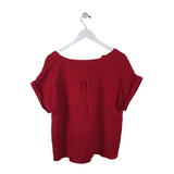 TALBOTS GAUZE CAP SLEEVE BLOUSE RED LP